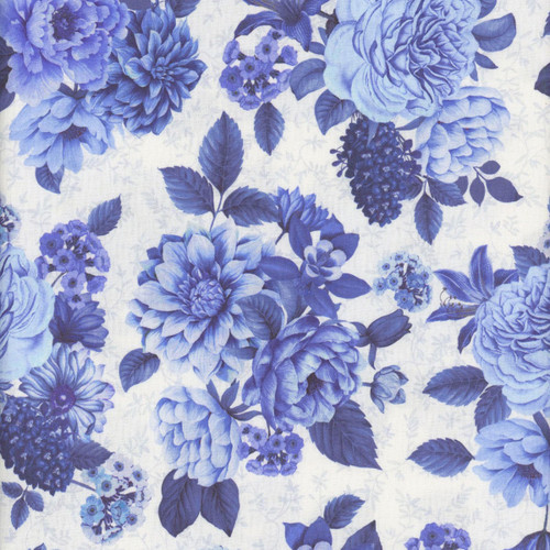 Windham Fabrics China Blue Whistler Studios White Blooming Blues