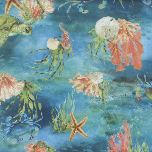 Windham Fabrics Ocean Life Leslie Trimbach for Whistler Studios Blues Blue Deep Sea