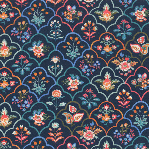 Windham Fabrics Tapestry Clare Therese Gray Indigo Blu Botanica