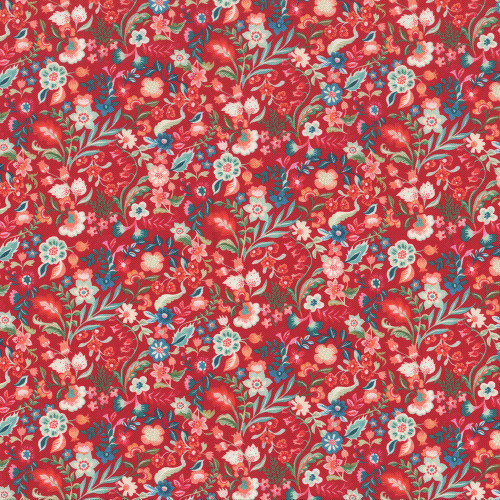 Windham Fabrics Tapestry Clare Therese Gray Ruby Red Delicate