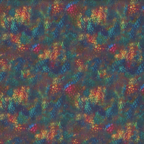 Windham Fabrics Dragon Kingdom Dragon Scales Opal, colorful dragon scale pattern with iridescent rainbow hues.
