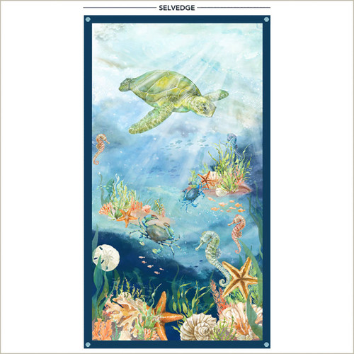 Windham Fabrics Ocean Life Leslie Trimbach for Whistler Studios Aqua Blue Dive Panel