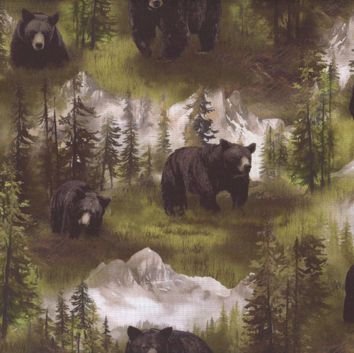 Windham Fabrics Wild Kingdom Whistler Studios Black Bear Forest