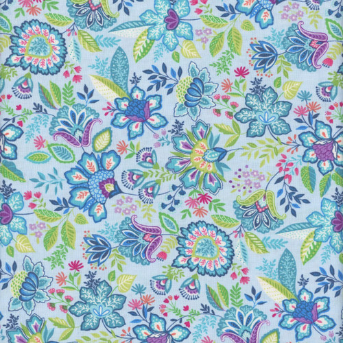 Andover Fabrics Tropica Exotic Jungle by Makower UK Botanical Teal