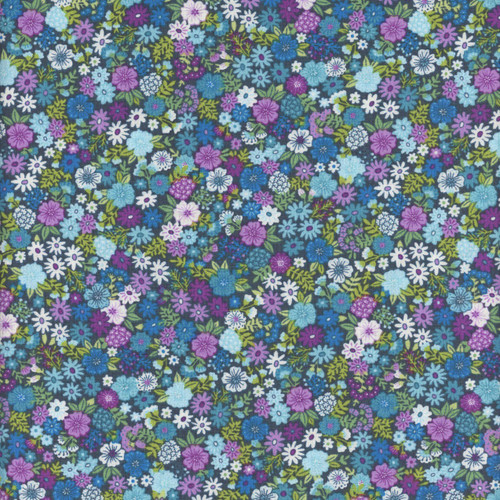 Andover Fabrics Tropica Exotic Jungle by Makower UK Mini Floral Blue