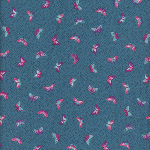 Andover Fabrics Tropica Exotic Jungle by Makower UK Butterflies Blue