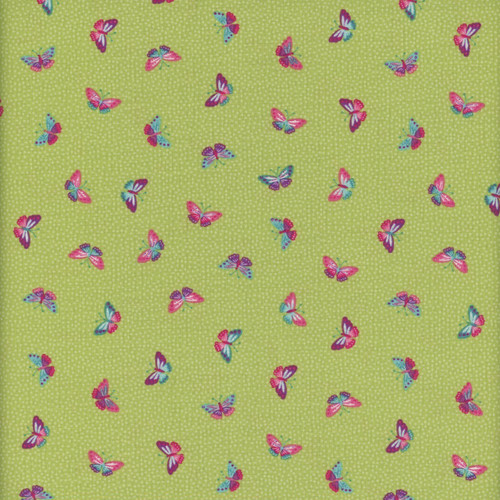Andover Fabrics Tropica Exotic Jungle by Makower UK Butterflies Green
