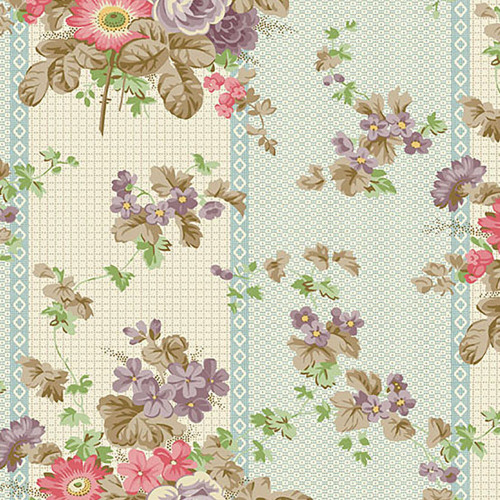 Andover Fabrics Ayla by Max & Louise Ayla Floral Bouquet Primrose Blue Cream