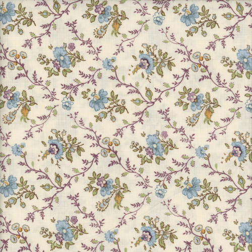 Andover Fabrics Ayla by Max & Louise Lattice Flowers Azure Blue Cream