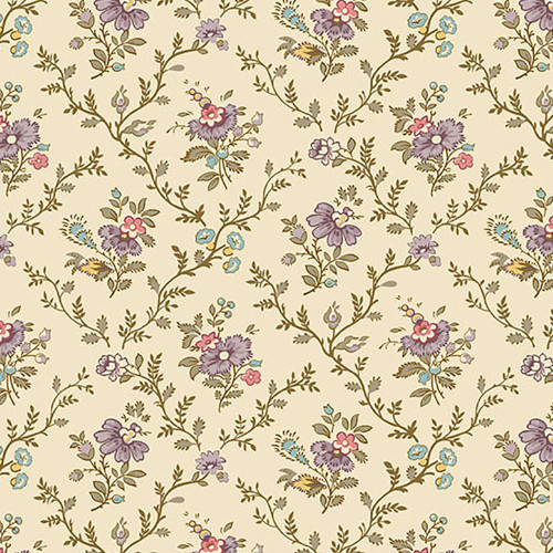 Andover Fabrics Ayla by Max & Louise Lattice Flowers Violets Purple Cream
