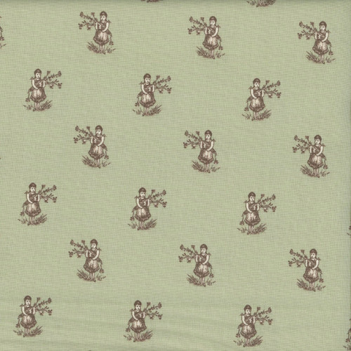 Andover Fabrics Ayla by Max & Louise Flower Girl Clover Brown Green