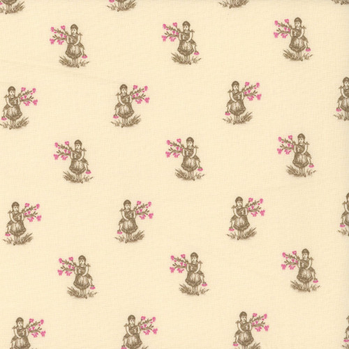 Andover Fabrics Ayla by Max & Louise Flower Girl Lace Brown Cream