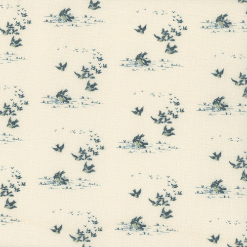 Andover Fabrics Ayla by Max & Louise Flying Birds Rain Blue Cream