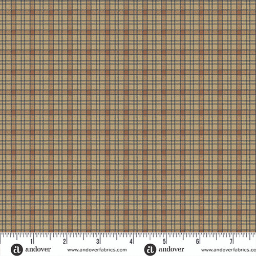 Andover Fabrics Jamestown by Jo Morton Check Leather Brown