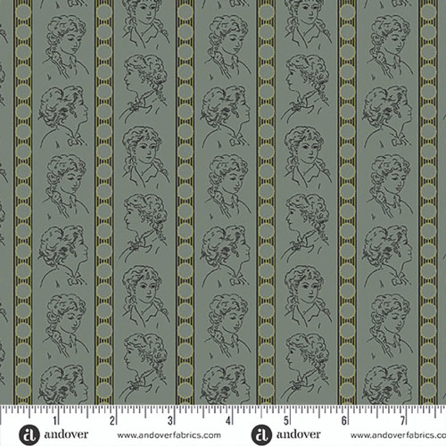 Andover Fabrics Jamestown by Jo Morton Striped Sihouettes Indigo Blue