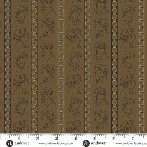 Andover Fabrics Jamestown by Jo Morton Striped Silhouettes Black Walnut Brown
