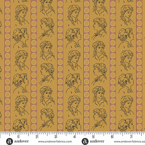 Andover Fabrics Jamestown by Jo Morton Striped Silhouettes Ochre Green