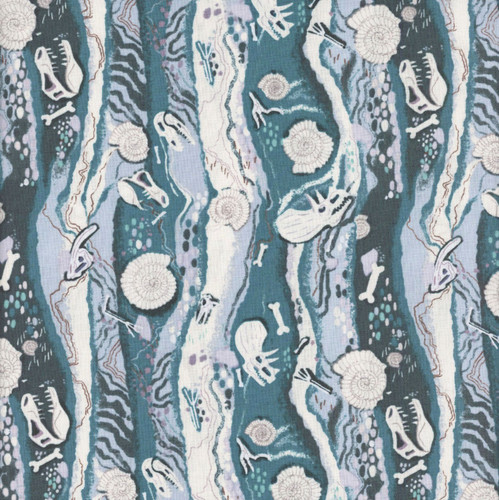 Andover Fabrics Prehistoric Dinosaurs by Makower UK Strata Blue