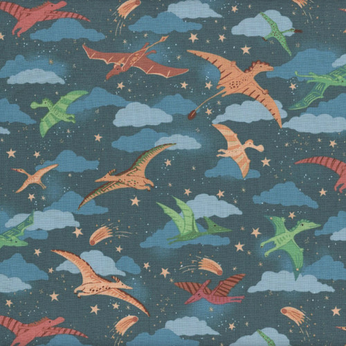 Andover Fabrics Prehistoric Dinosaurs by Makower UK Soar Dark Blue