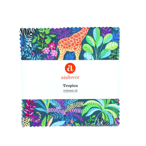 Andover Fabrics Tropica Exotic Jungle by Makower UK Charm Squares 42 Five Inch Squares