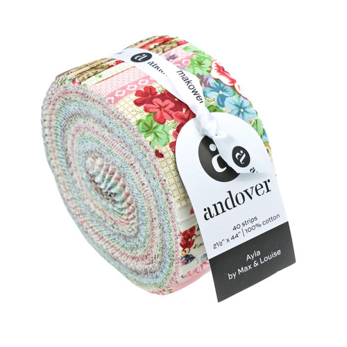 Andover Fabrics Ayla by Max & Louise Jelly Roll 40 x 2.5 Inch Strips