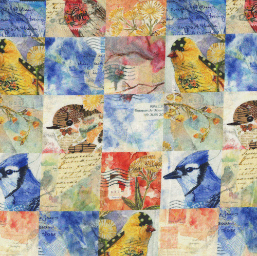 Studio E Fabrics Air Mail by Nancy Smith Multi Mini Bird Blocks
