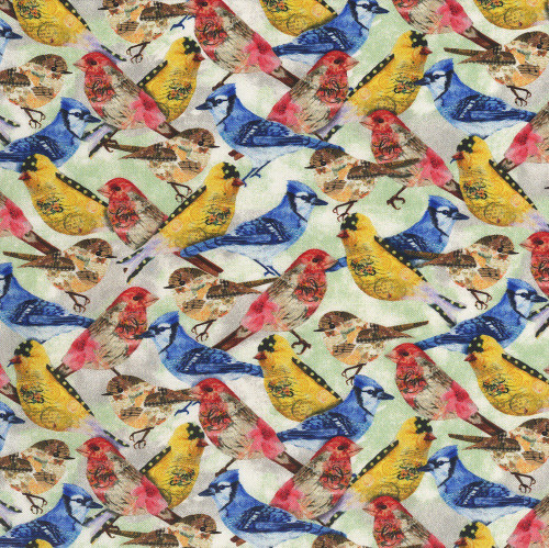 Studio E Fabrics Air Mail by Nancy Smith Multi Bird Crowd