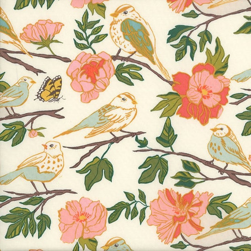 Windham Fabrics Jennifer Moore Monaluna Lush Life Ivory Birds of a Feather