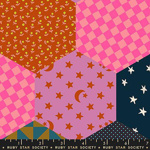 Moda Fabrics Catnap by Ruby Star 108 Inch Wide Catnip Hexagons Mermaid Darks