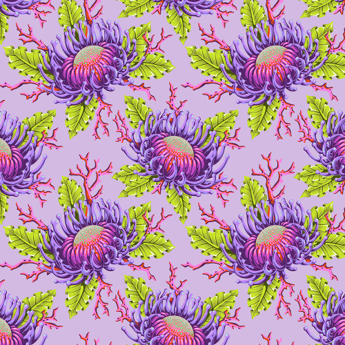 FreeSpirit Fabrics Floral Reef by Tula Pink Friends & Anemones Ultraviolet Purple