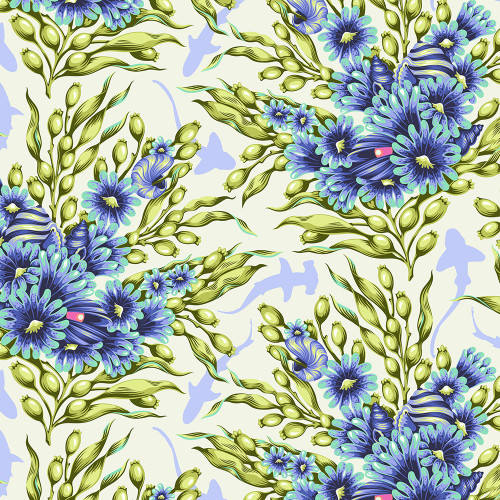 FreeSpirit Fabrics Floral Reef by Tula Pink Shadow Sharks Marine Blue