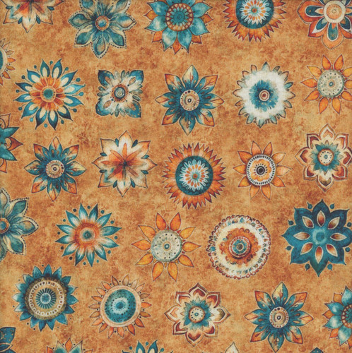 Quilting Treasures Fabrics Born to Run by Dan Morris Leather Brown Tile Mandalas