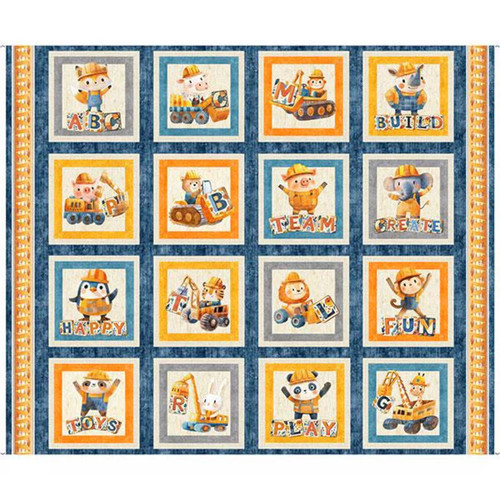 Quilting Treasures Fabrics Build It by Dan Morris Creative Construction Animals Panel