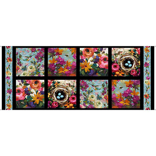 Quilting Treasures Fabrics Fluttering Petals by Andrea Lavery Flowers Birds Nest Picture Patches