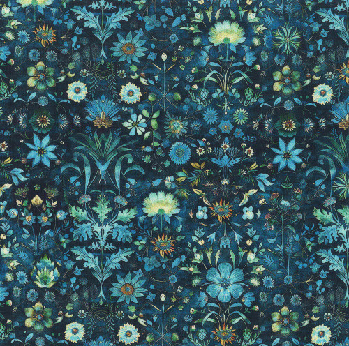 Quilting Treasures Fabrics Folklore by Dan Morris Sapphire Blue William Morris Floral
