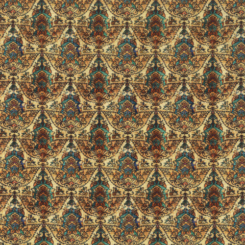 Quilting Treasures Fabrics Folklore by Dan Morris Cream Tan Medieval Crest Geo