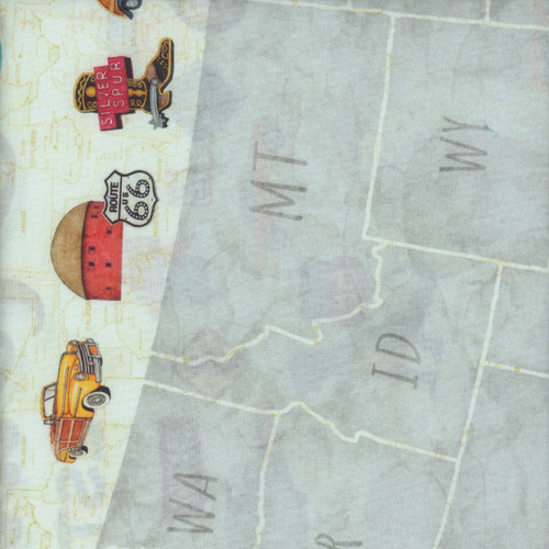 Quilting Treasures Fabrics Get Your Kicks Route 66 by Dan Morris The Mother Road USA Map Panel