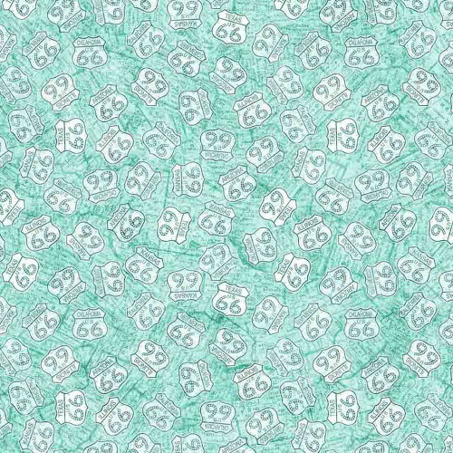 Quilting Treasures Fabrics Get Your Kicks Route 66 by Dan Morris Blue Road Signs