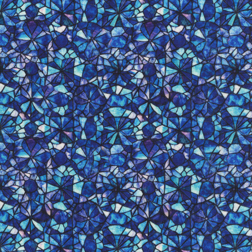 Quilting Treasures Fabrics Mosaic Blooms by Dan Morris Blue Mosaic Stained Glass