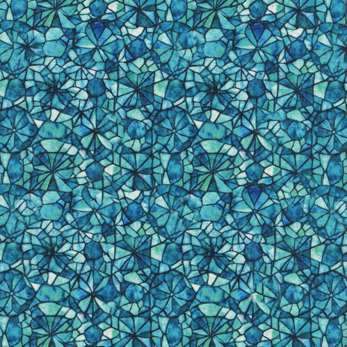 Quilting Treasures Fabrics Mosaic Blooms by Dan Morris Turquoise Blue Mosaic Stained Glass