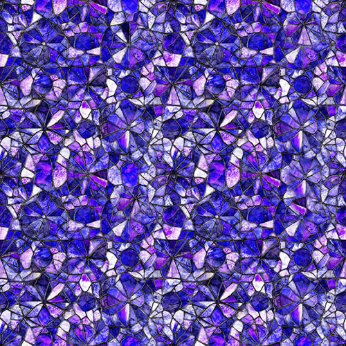 Quilting Treasures Fabrics Mosaic Blooms by Dan Morris Purple Mosaic Stained Glass, intricate purple mosaic stained glass fabric design.