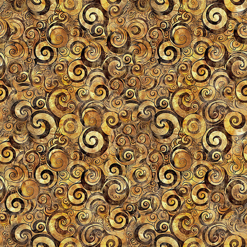 Quilting Treasures Fabrics Mountain Splendor by Dan Morris Brown Gold Swirl Scroll