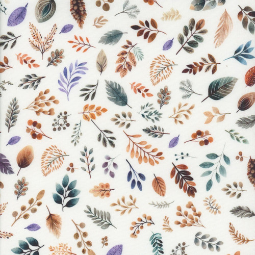 Quilting Treasures Fabrics Night Owls by Dan Morris White Purple Leaves Foliage