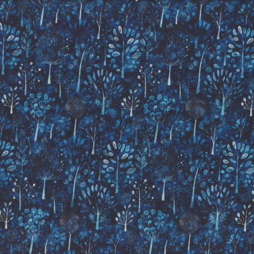 Quilting Treasures Fabrics Night Owls by Dan Morris Blue Deco Trees