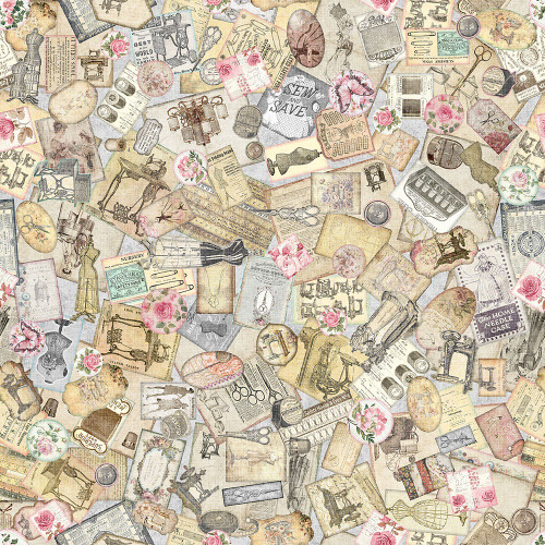 Quilting Treasures Fabrics Sew Shabby Chic By Dan Morris Grey Sewing Ephemora