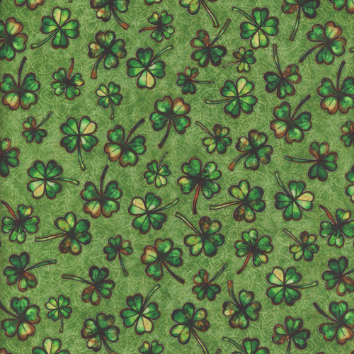 Quilting Treasures Fabrics Spirit of Ireland by Dan Morris Moss Green Shamrock Clover on Irish Knot
