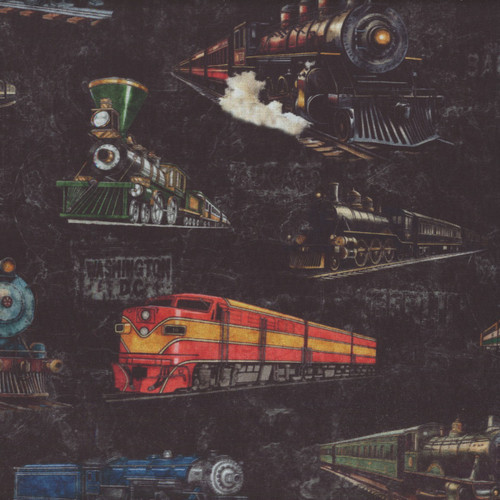 Quilting Treasures Fabrics Steam and Steel by Dan Morris  Black Trains