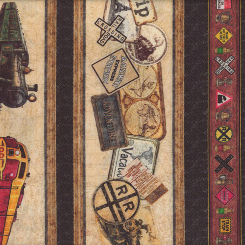 Quilting Treasures Fabrics Steam and Steel by Dan Morris  Vintage Trains Border Stripe