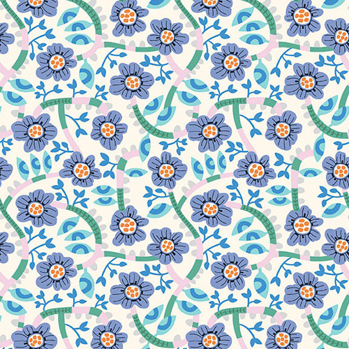 Quilting Treasures Fabrics Wild Beauty by Kate Lower Blue Flower Vine