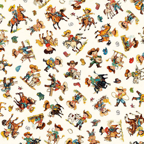 Quilting Treasures Fabrics Yippie Ki Yay! By Dan Morris Creative Cream Cowboy Cowgirl Toss